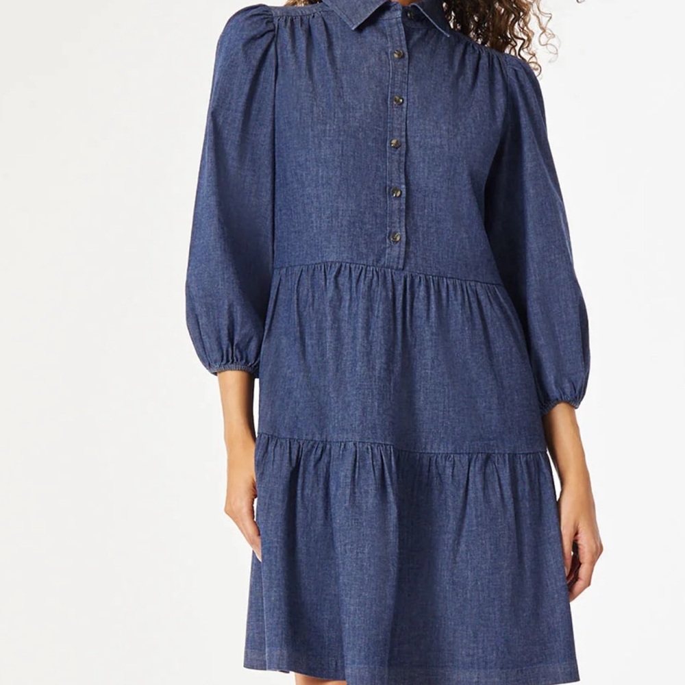 New Denim Button Front Dress Size L